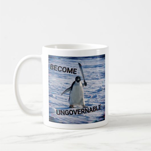 Lustiger Pinguin-Meme-Kaffeebecher – “Werde unregi Kaffeetasse (Links)