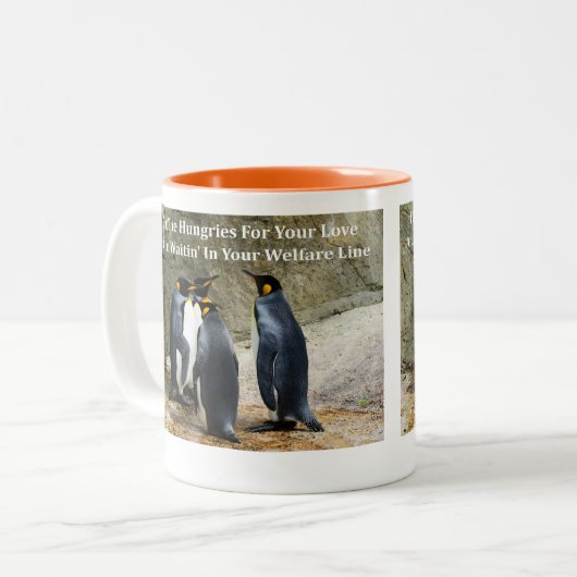 Lustiger Pinguin Memes mit lustigen Zweifarbige Tasse (Vorderseite Links)