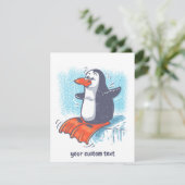 lustiger Pinguin mit Flossen-Cartoon Dankeskarte (Stehend Vorderseite)