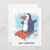 lustiger Pinguin mit Flossen-Cartoon Dankeskarte (Vorne/Hinten)