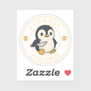 Lustiger Pinguin Mit Messer Ich Wähle Gewalt Meme Aufkleber
