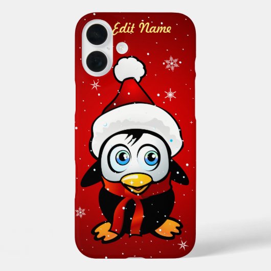 Lustiger Pinguin mit Weihnachtshut Case-Mate iPhone Hülle (Rückseite)
