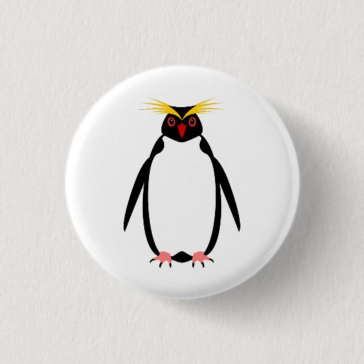 Lustiger Pinguin Rockhopper oder Macaroni Button (Vorderseite)