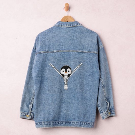 Lustiger Pinguin schaut heraus Jeansjacke (Hangar)