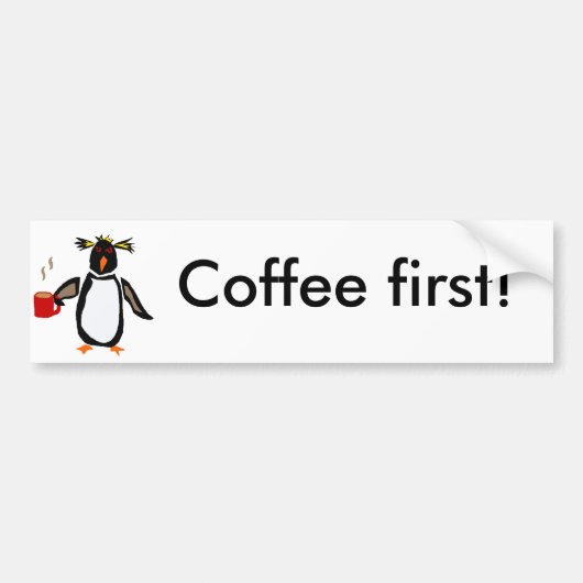 Lustiger Pinguin-trinkender Kaffee Autoaufkleber (Vorne)