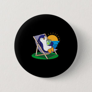 Lustiger Pinguin Vogel Sommer Saison Strand Gesche Button