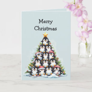 Lustiger Pinguin-Weihnachtsbaum-Gruß Karte