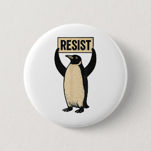 Lustiger Pinguin widersteht coolen Pinguinen Vinta Button