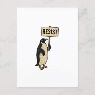 Lustiger Pinguin widersteht Protest gegen Zölle  Einladungspostkarte