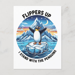 Lustiger Pinguin widersteht Protest gegen Zölle  Einladungspostkarte