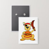 Lustiger Piratenhund mit Spielzeugschwert Button (Vorderseite/Rückseite)