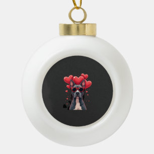 Lustiger Pitbull Herz Valentinstag Hund Papa Mama Keramik Kugel-Ornament