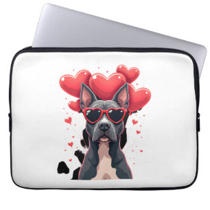 Lustiger Pitbull Herz Valentinstag Hund Papa Mama Laptopschutzhülle