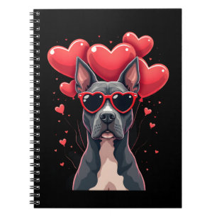 Lustiger Pitbull Herz Valentinstag Hund Papa Mama Notizblock