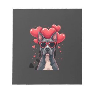 Lustiger Pitbull Herz Valentinstag Hund Papa Mama Notizblock