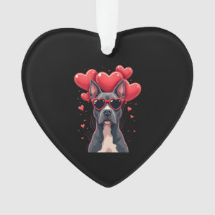 Lustiger Pitbull Herz Valentinstag Hund Papa Mama Ornament