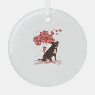Lustiger Pitbull Herz Valentinstag Hund Papa Mama Ornament Aus Glas