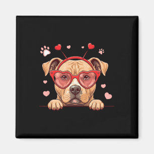 Lustiger Pitbull-Hund Herz Kopf Valentinstag Fraue Magnet
