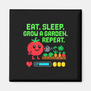 Lustiger Pixel-Gamer Essen Schlafen Wachsen Garten Magnet