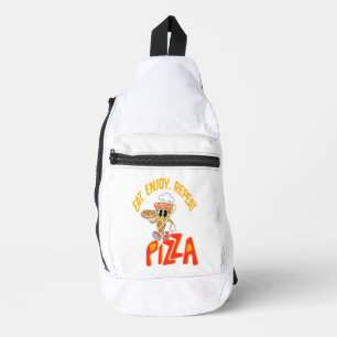 Lustiger Pizza-Liebhaber Weißer Grafik-Print-Rucks Crossbody Bag
