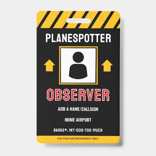 Lustiger Planespotter-Abzeichen Ausweis (Vorderseite)