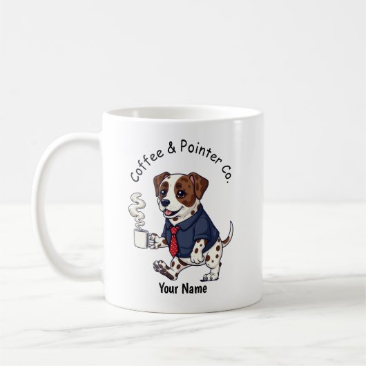 Lustiger Pointer-Hund-Geschäftsanzug-Kaffee  Kaffeetasse (Links)