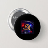 Lustiger Polizeigolden Retriever fährt Auto Hund M Button (Vorne & Hinten)