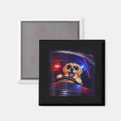 Lustiger Polizeigolden Retriever fährt Auto Hund M Magnet (Vorderseite/Rückseite)