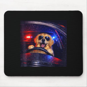 Lustiger Polizeigolden Retriever fährt Auto Hund M Mousepad