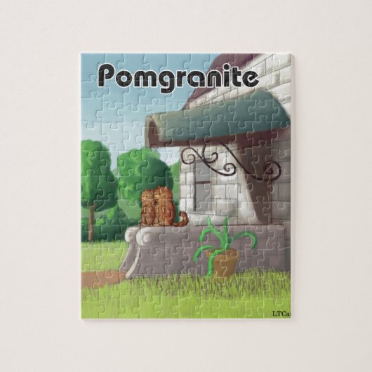 Lustiger Pomeranian auf Granit (Pomegranit) Puzzle (Vertikal)