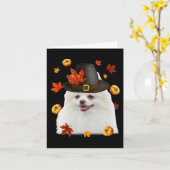 Lustiger Pomeranian-Hund Pilgerhut Herbst Fröhlich Karte (Gelbe Blume)