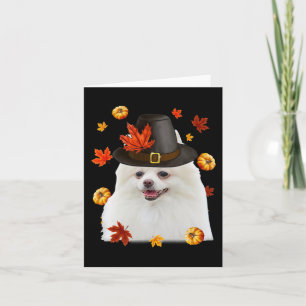 Lustiger Pomeranian-Hund Pilgerhut Herbst Glücklic Karte