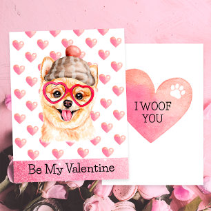 Lustiger Pomeranian Ich Wuffe Dich Hund Valentinst Feiertagskarte