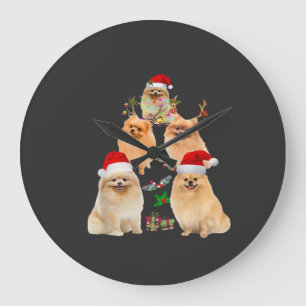 Lustiger Pomeranian-Weihnachtsbaum-Dekor-Ornament- Große Wanduhr