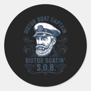 Lustiger Pontoonboot-Kapitän Dad Motorboot-Kapitän Runder Aufkleber