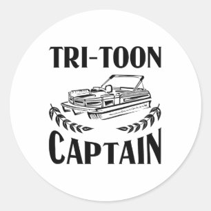 Lustiger Pontoonboot-Kapitän Geschenk Männer Coole Runder Aufkleber