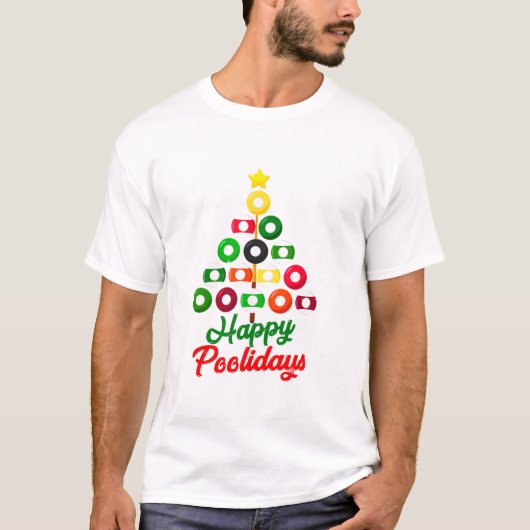 Lustiger Pool-Weihnachtsbaum T-Shirt (Vorderseite)