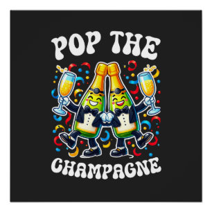 lustiger Pop mit Champagner-Shirt Poster