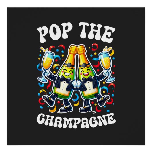 lustiger Pop mit Champagner-Shirt Poster (Vorderseite)