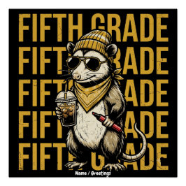 Lustiger Possum der 5. Klasse Retro-Grunge-Kunst-D Poster