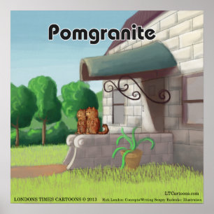 Lustiger Poster mit Pomeranian auf Granit (PomGran