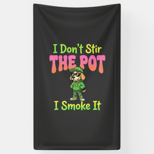 Lustiger Pot-Rauchender Hund Stoner Banner (Vertikal)
