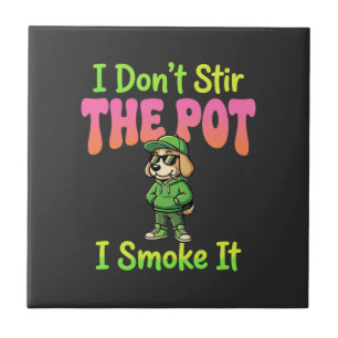 Lustiger Pot-Rauchender Hund Stoner Fliese
