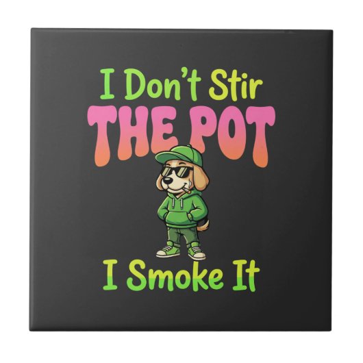 Lustiger Pot-Rauchender Hund Stoner Fliese (Vorderseite)
