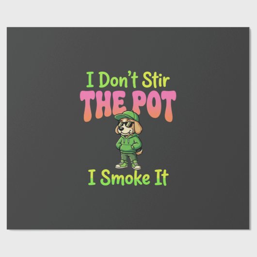 Lustiger Pot-Rauchender Hund Stoner Geschenkpapier (Flach)