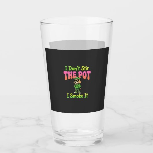 Lustiger Pot-Rauchender Hund Stoner Glas (Vorderseite)