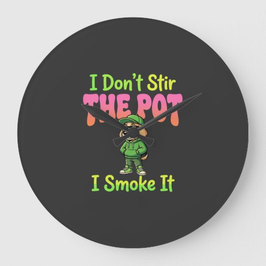 Lustiger Pot-Rauchender Hund Stoner Große Wanduhr (Vorderseite)