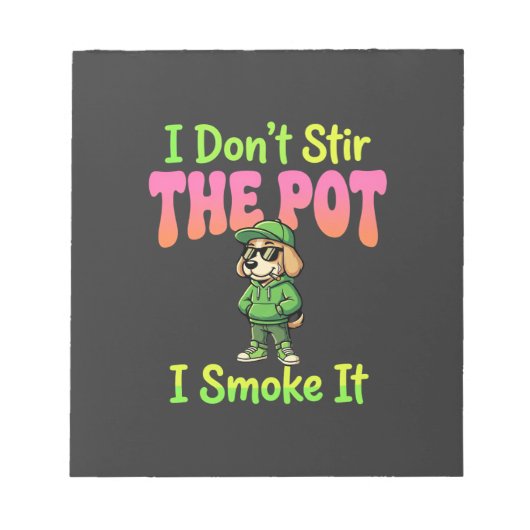 Lustiger Pot-Rauchender Hund Stoner Notizblock (Vorderseite)