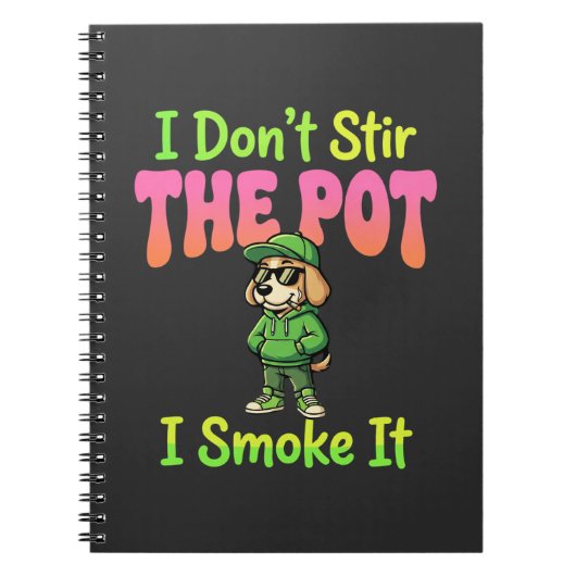 Lustiger Pot-Rauchender Hund Stoner Notizblock (Vorderseite)