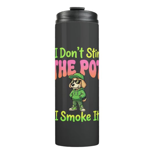 Lustiger Pot-Rauchender Hund Stoner Thermosbecher (Vorderseite)